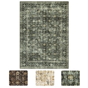 Elegant Washable Floral Rug – Non-Slip Low Pile Carpet for Living Room, Bedroom, Entryway & Kitchen - 1 of 4