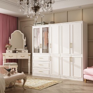 FUFU&GAGA Freestanding Combination Sculptural Look Wardrobe Armoire White - 1 of 4