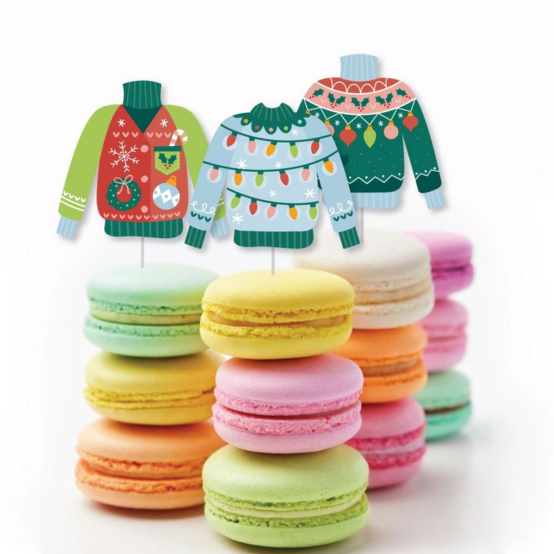 Big Dot of Happiness Colorful Christmas Sweaters - DIY Shaped Ugly Sweater Holiday Party Cut-Outs - 24 Count, 5 of 8