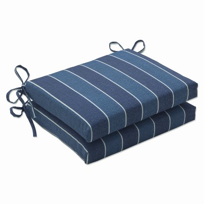 Wickenburg 2-Piece Squared Edge Seat Cushion Set - Blue - Pillow Perfect: Fade-Resistant, Weatherproof, Zippered