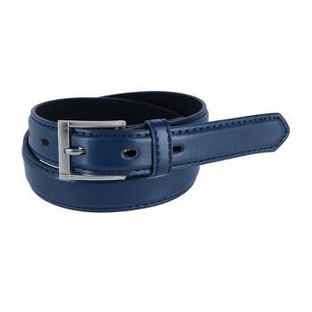 CTM Kid's Leather 1 inch Dress Belt with Square Buckle