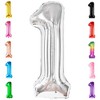 KatchOn, Silver 1 Balloon for First Birthday - Giant, 40 Inch | One Balloon for First Birthday, Winter Onederland 1st Birthday Girl - 2 of 4