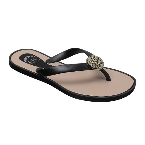 Black and deals gold thong sandals