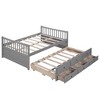 Daybed with Trundle and 3 Storage Drawers, Wood Captain’s Bed with Trundle Bed, Platform Bed - 4 of 4