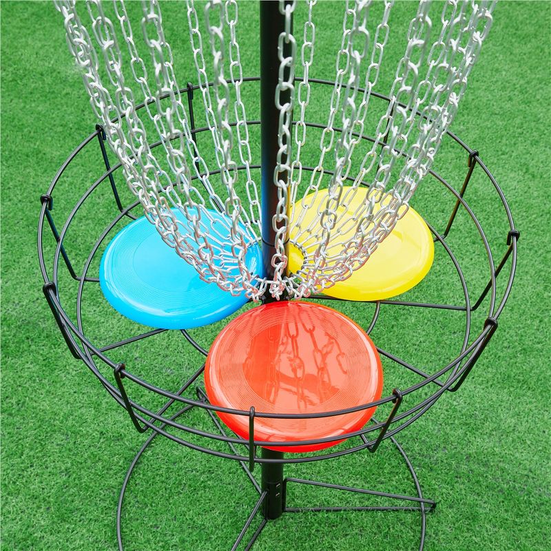 Yaheetech 24-Chain Disc Golf Basket Flying disc Golf Basket with 3 Discs, 2 of 8
