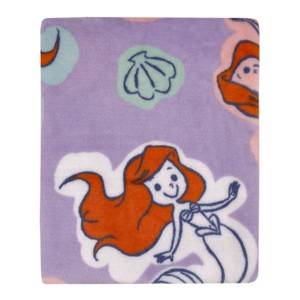 NoJo Disney The Little Mermaid Orange, Lavender, Aqua and White Ariel Super Soft Baby Blanket - 1 of 4