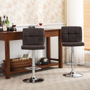 CAVINAS Swivel Barstools Set of 2, Height Adjustable Faux Leather Counter Height Bar Stool Chair with Back for Bar, Kitchen, Dining Room - 1 of 4