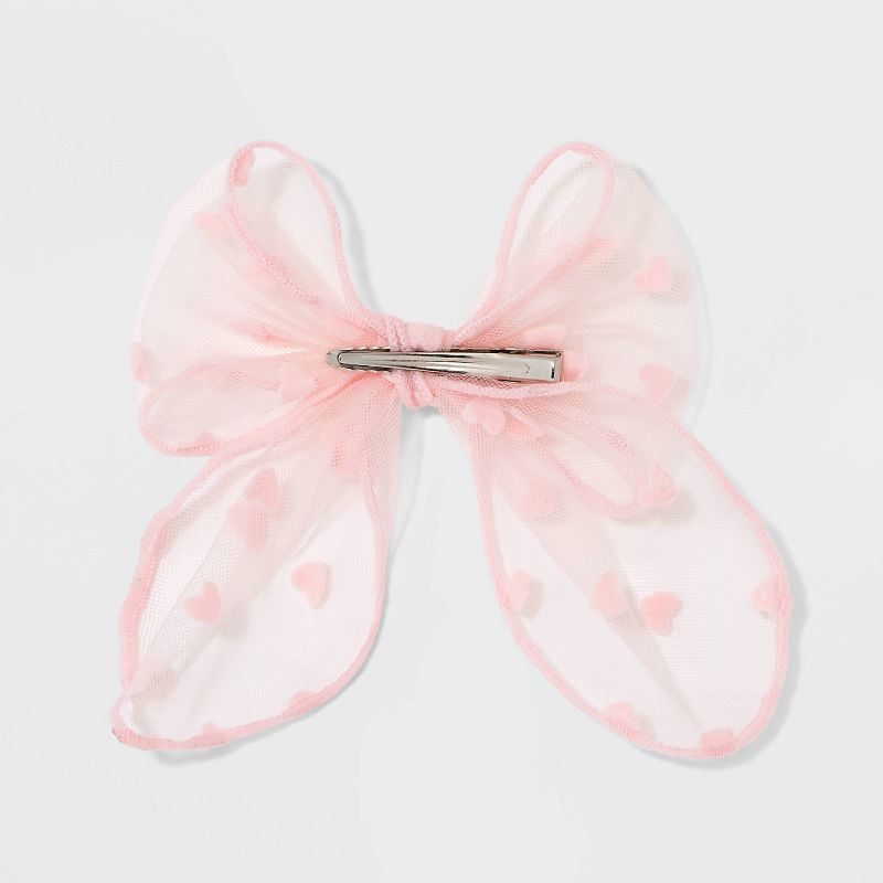 Heart Bow Hair Barrette Set 2pc - Wild Fable&#8482; Pink, 3 of 5