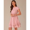 Allegra K Women's Work Ruffle Hem Cap Sleeve High Waist A-Line Layered Midi Dress - 2 of 4
