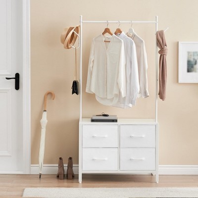 Rack with 6 Drawers, Freestanding Closet Organizer, Tall Closet Storage Organizer, Garment Rack for Hanging Shirts, Dresses, Jackets