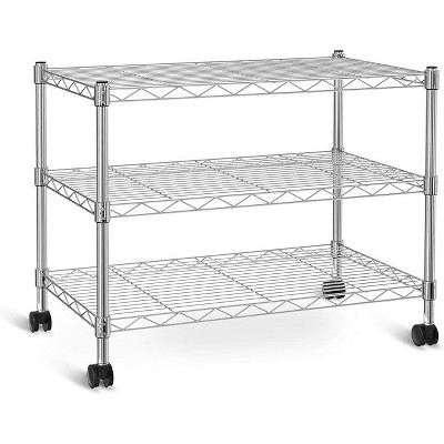Vynxaria Chrome 3-Tier Utility Storage Shelves, Heavy Duty Adjustable Rack, 24.02" W x 13.78" D x 21.97" H