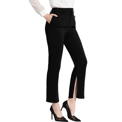 INSPIRE CHIC Women's High Waist Straight Leg Slit Hem Trousers