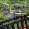 Outdoor Round 2 in 1 Deck Mounted Bird Bath Bowl Railing Bird Mesh Tray Feeder with Adjustable Clamp - 3 of 4