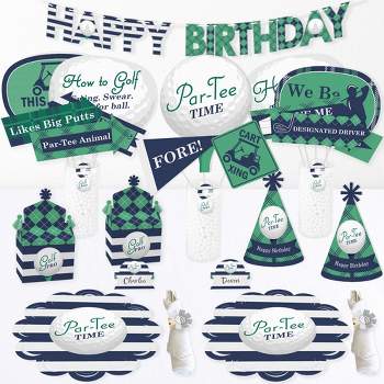 Big Dot of Happiness Par-Tee Time - Golf - Happy Birthday Party Supplies Kit - Ready to Party Pack - 8 Guests