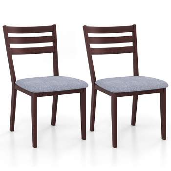 Tangkula Upholstered Dining Chair Set of 2 Armless Cushioned Seat Hollow Curved Backrest