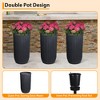 Modern Self Watering Pots for Indoor Outdoor Plants, Large Flower Pot with Water Monitoring Device and Hidden Wheels, Garden Pot - 3 of 4
