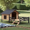 GDFStudio Bessie Modern 67" Wood and Metal Outdoor Dog Kennel with Porch For Large Animal - 2 of 4