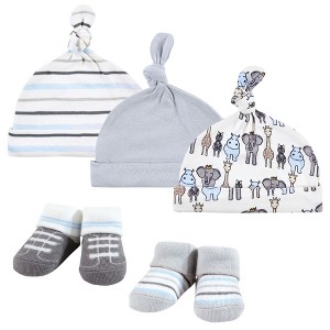 Hudson Baby Infant Boy Cap and Socks Set, Royal Safari, 0-9 Months - 1 of 4