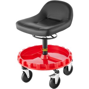 VEVOR Shop Stool, 300 LBS Rolling Garage Stool, 22” to 26” Height, Round Tray Garage Pneumatic Stool, All-Terrain 5" Casters with Two Brakes,Red&Black - 1 of 4
