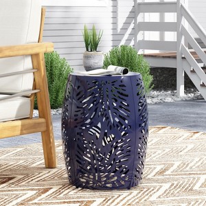 CAVINAS 20.5"Hollow Open Curved Outdoor End Table,Barrel Side Table for Poolside,Porch&Living Room,Outdoor Furniture,Indoor&Outdoor Table - 1 of 4