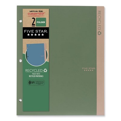 Recycled Plastic Two-Pocket Folder with 3 Holes, Assorted Colors