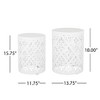 Modern Iron Patio Side Table with Floral Cut Design, Cylindrical Outdoor End Table, Iron-cut Outdoor End Table for Patio -Christopher Knight Home - 3 of 4