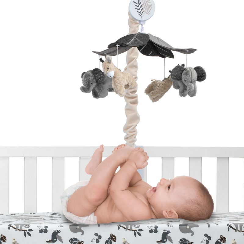 Lambs & Ivy Baby Jungle Animals Gray/Tan Musical Crib Mobile Soother Toy, 5 of 7