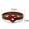 Slickblue Women's Fashion Ring, Heart Design with Orange Synthetic Crystals, IP Coffee Finish,Stainless Steel,Sizes 5–10 - 2 of 4