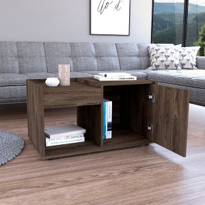 Coffee Table Dext, Single Door Cabinet, One Open Shelf, Dark Walnut Finish - 1 of 1