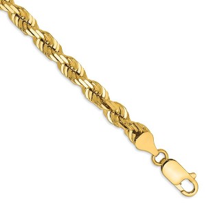 Black Bow Jewelry 5.5mm, 14k Yellow Gold, Diamond Cut Solid Rope Chain Bracelet - 1 of 4