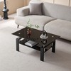 MAYEERTY Tempered Black Glass Coffee Table, 2-Layers Tea Table - 2 of 4