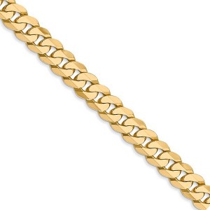Black Bow Jewelry Men's 6.1mm 14k Yellow Gold Beveled Solid Curb Chain Necklace - 1 of 4