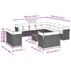 vidaXL 14 Piece Patio Sofa Set with Cushions Gray Poly Rattan - 3 of 4