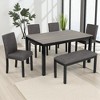 Mshliw 6-Piece Rectangular Dining Table Set with Bench and 4 Upholstered Chairs, Wooden Dining Set for Kitchen and Dining Room, Seats 6 - 4 of 4