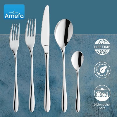 Amefa Cuba 20-Piece Premium 18/10 Stainless Steel Flatware Set, High Gloss Mirror Finish, Silverware Set Service for 4, Rust Resistant Cutlery