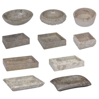 Gray Marble Square Vanity Sink 15.7 in.