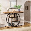 Gulches Industrial 41.3" Console Table, 4-Tier Sofa Entryway Table with Circle Base, Light Brown - 3 of 4