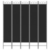 vidaXL Black 5-Panel Room Divider, Foldable Privacy Screen, Room Partition and Window Blockage, Easy Assembly, Durable Polyester and Iron Material - 3 of 4