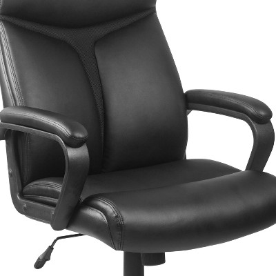 ErgoExecutive High Back Black Leather & Mesh Swivel Chair with Arms