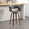 Bekrvio 26" Mid Century Modern Swivel Counter Height Bar Stools Set of 1/2/3/4 - PU Leather Upholstered,Walnut Bent Wood Legs for Kitchen Island - 2 of 4