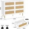 Zstar Natural rattan bedroom six drawer dresser with gold legs and gold handles - 2 of 4