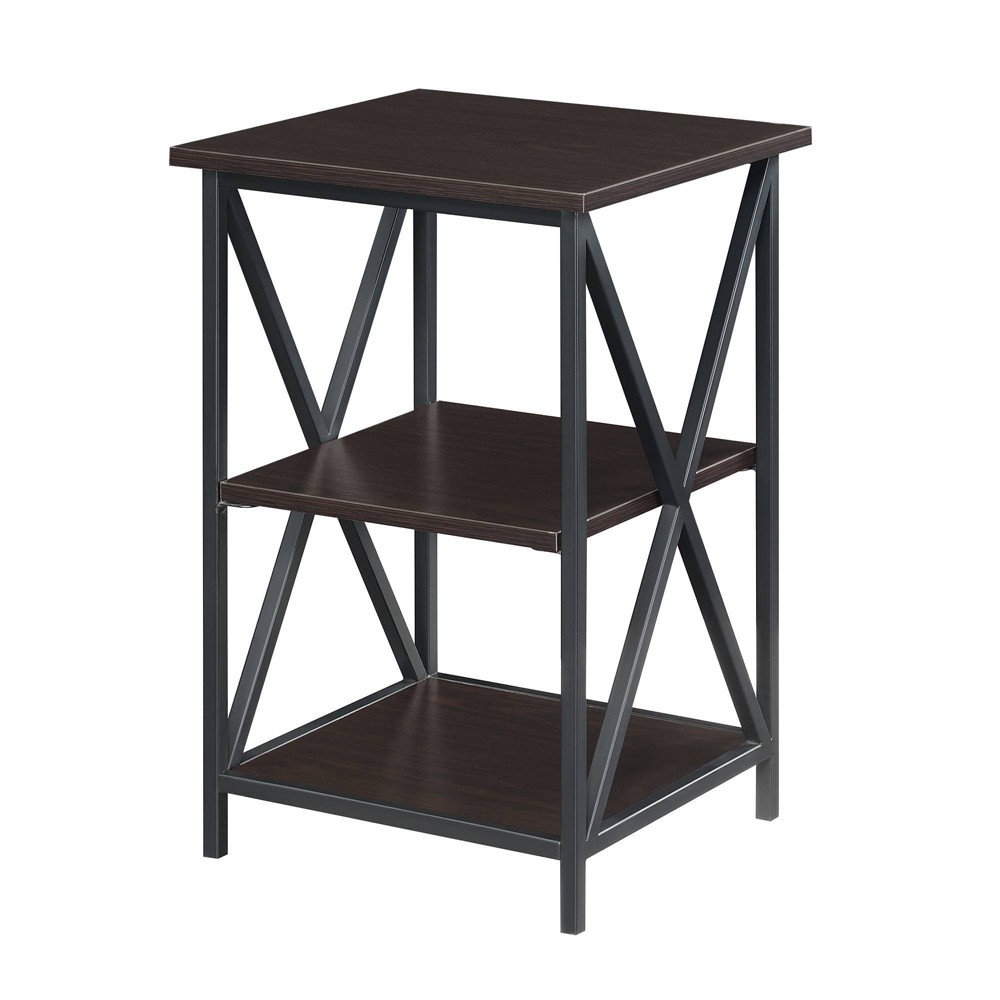 Tucson End Table with Shelves Espresso/Black - Breighton Home: 3-Tier Metal Frame, Rectangle Side Table