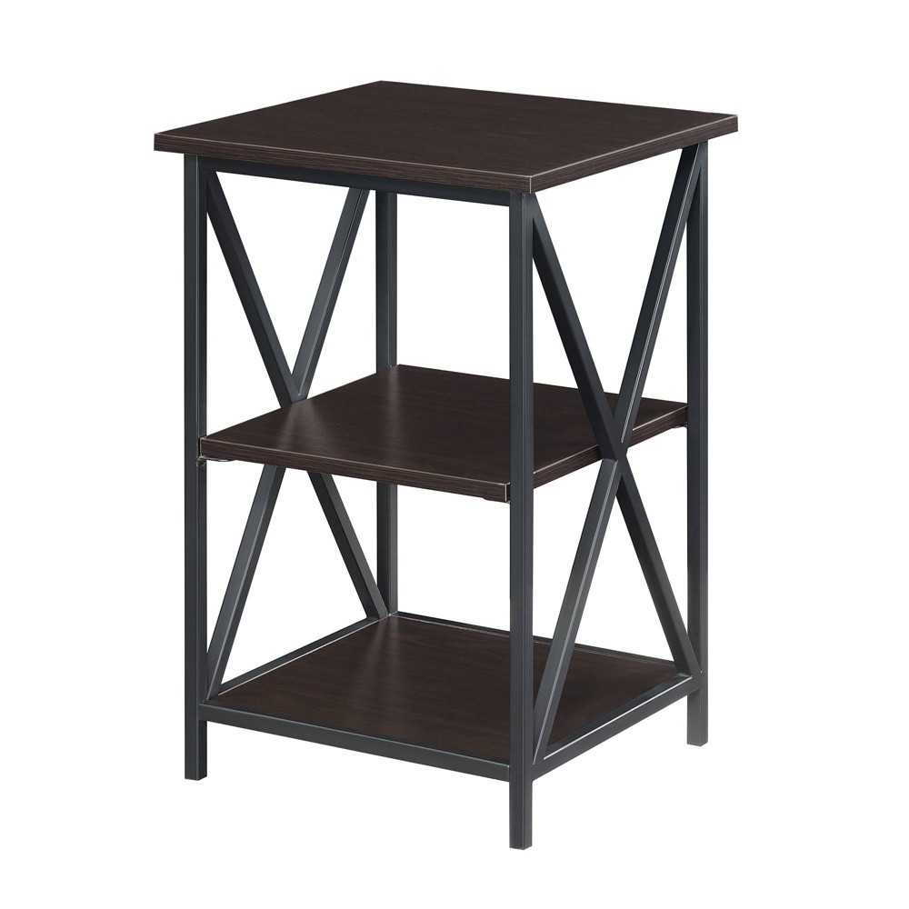 Photos - Coffee Table Tucson End Table with Shelves Espresso/Black - Breighton Home: 3-Tier Metal Frame, Rectangle Side Table