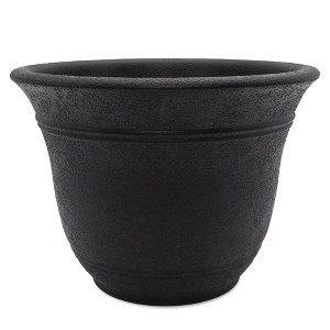 The HC Companies Sierra Round Self-Watering Pot, Plastic Stoneware Planter with Internal Disk for Indoor and Outdoor Plants, 10 Inch, Black Onyx - 1 of 3