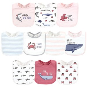 Hudson Baby Infant Girl Cotton Bibs, Girl Whale Shark, One Size - 1 of 4