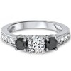 Pompeii3 1ct Black & White Diamond 3 Stone Ring 14K White Gold - 2 of 4