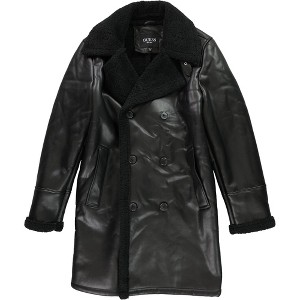 GUESS Mens Double Breasted Faux-Leather Jacket - 1 of 3