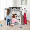 Costway Wooden Kids Play Corner Kitchen with Realistic Lights & Sounds Lighted Range Hood Brown/Grey - 4 of 4