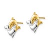 Black Bow Jewelry Two-Tone Frolicking Dolphins Post Earrings in 14k Gold and Rhodium - image 2 of 4