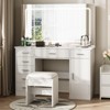 Vanity Desk with Power Outlet, Makeup Vanity with Large Mirror and LED Lights - 2 of 4